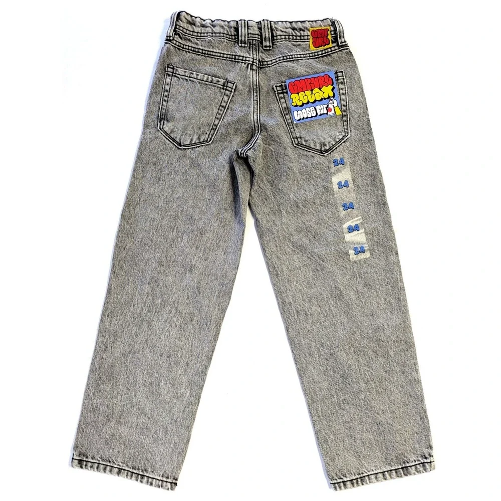 Empyre Relax Loose Fit Jeans Boy's Youth 24 Grey Acid Wash Skate Denim 24x26 NWT